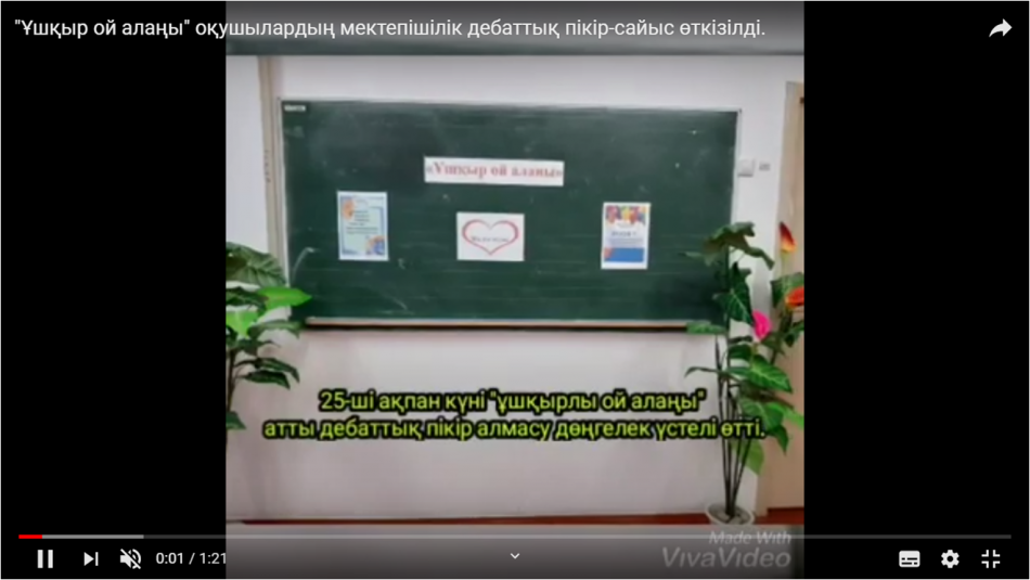 8-10 сынып оқушылары арасында "Ұшқыр ой алаңы" оқушылардың мектепішілік дебаттық пікір-сайыс өткізілді.