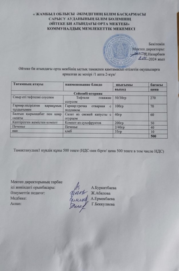 2024 жылдың 02 сәуір  күнгі ас мәзірі