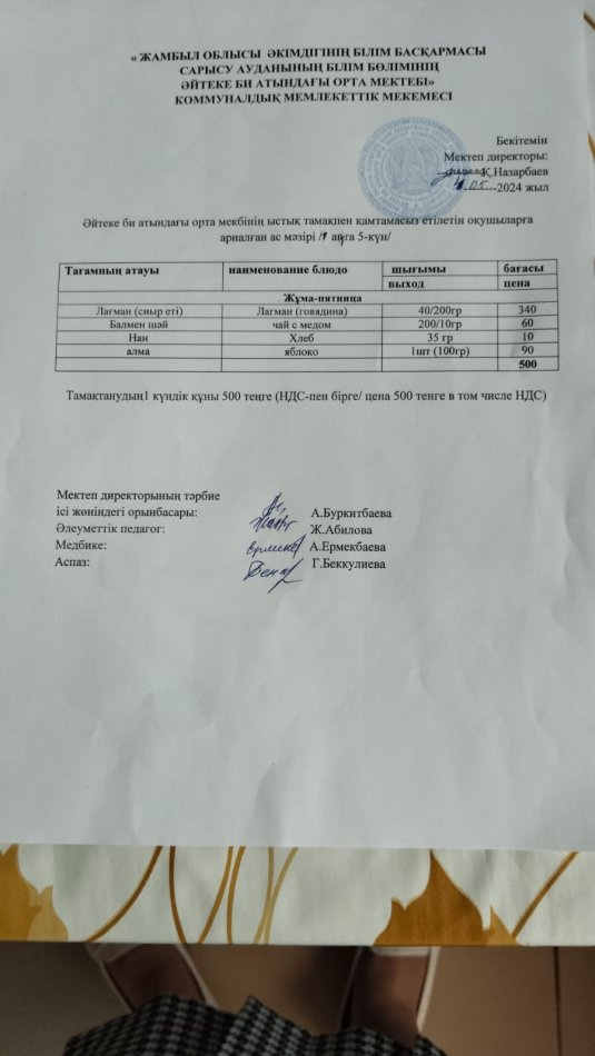2024 жылдың 03 мамыр күнгі ас мәзірі